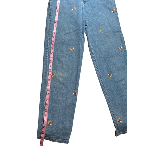 Quacker Factory Women Candy Corn Embroidered High Rise Straight Leg Jeans Size 8 - Picture 3 of 8
